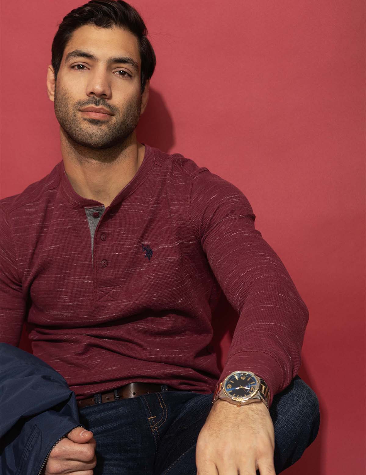 SPACE DYE THERMAL HENLEY - Image 6