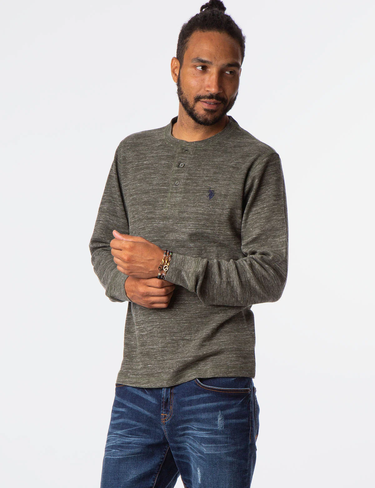 SPACE DYE THERMAL HENLEY - Image 9