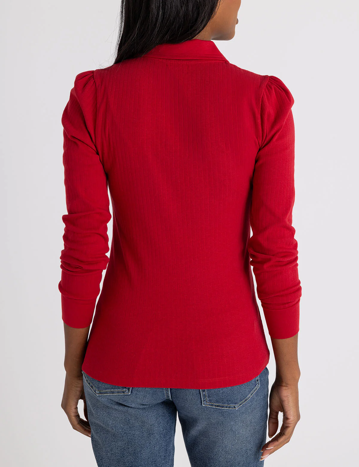 SPLIT NECK LONG SLEEVE RIB POLO SHIRT - Image 14