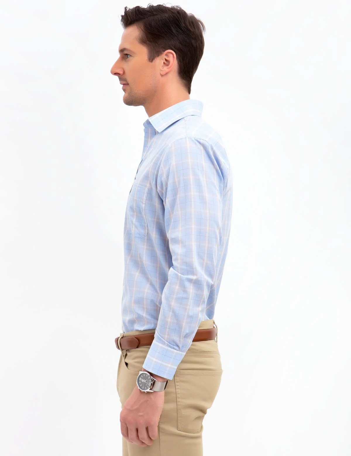 SPREAD COLLAR PLAID DRESS SHIRT - Image 3