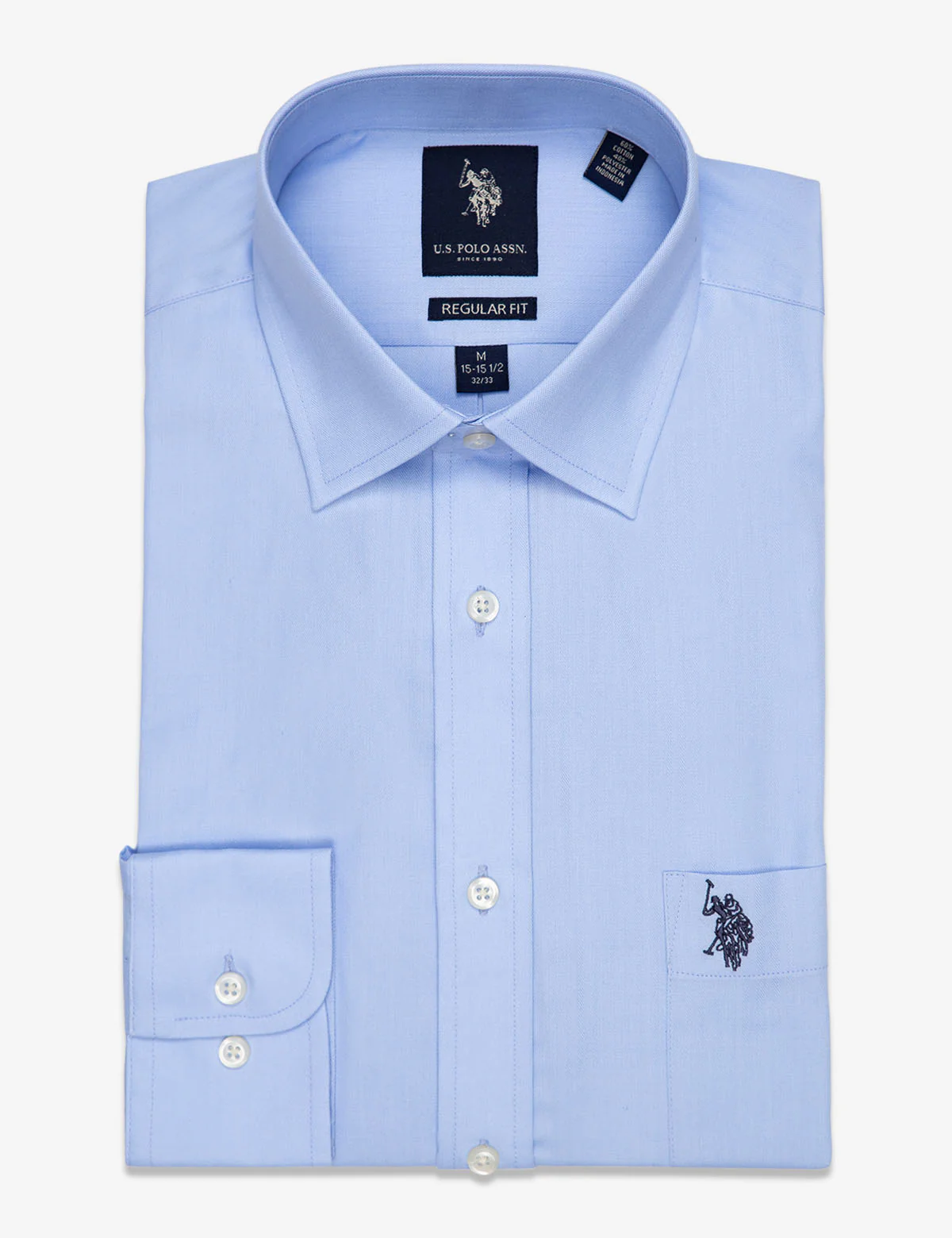 SPREAD COLLAR SOLID HERRINGBONE DRESS SHIRT - Image 2
