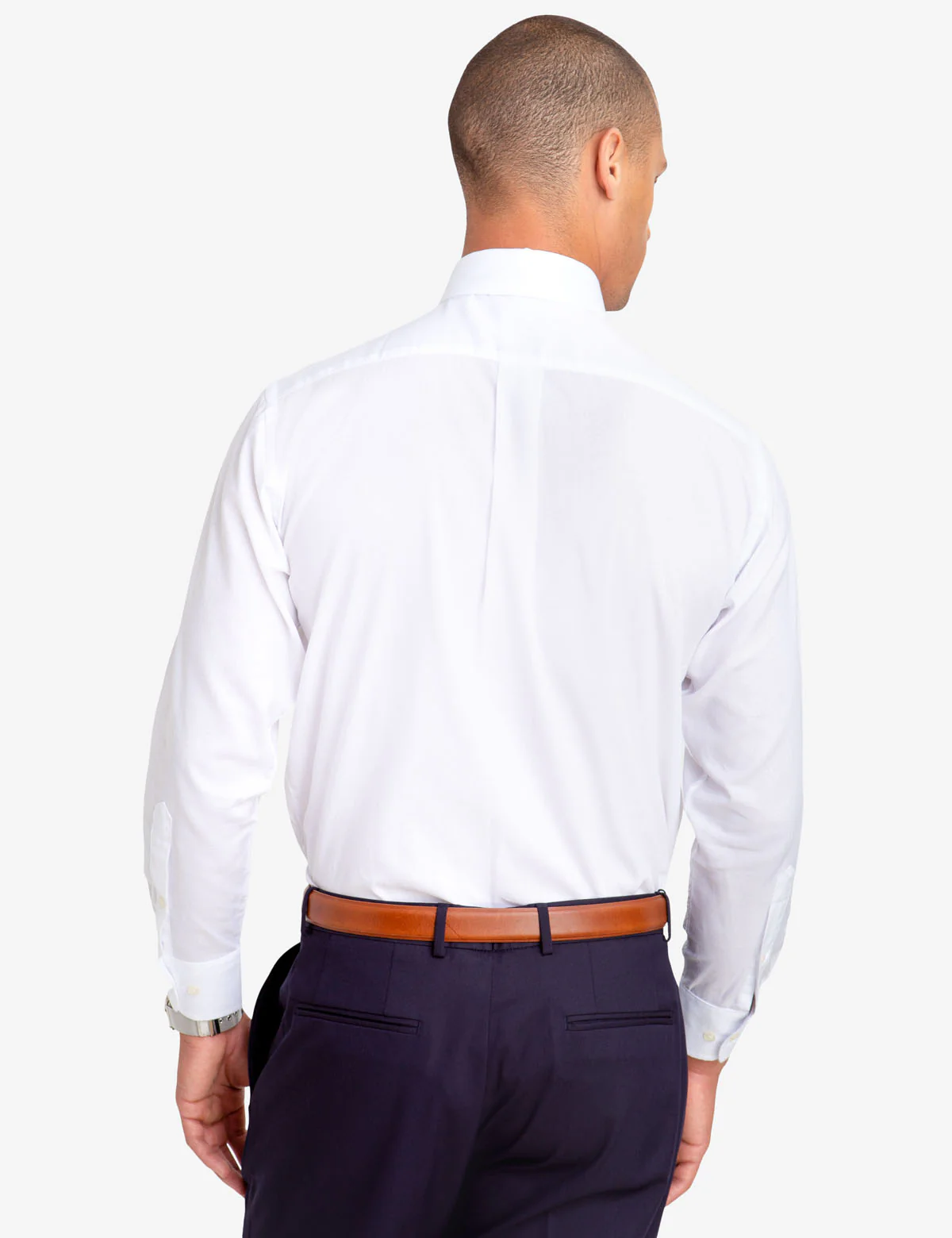 SPREAD COLLAR SOLID HERRINGBONE DRESS SHIRT - Image 6