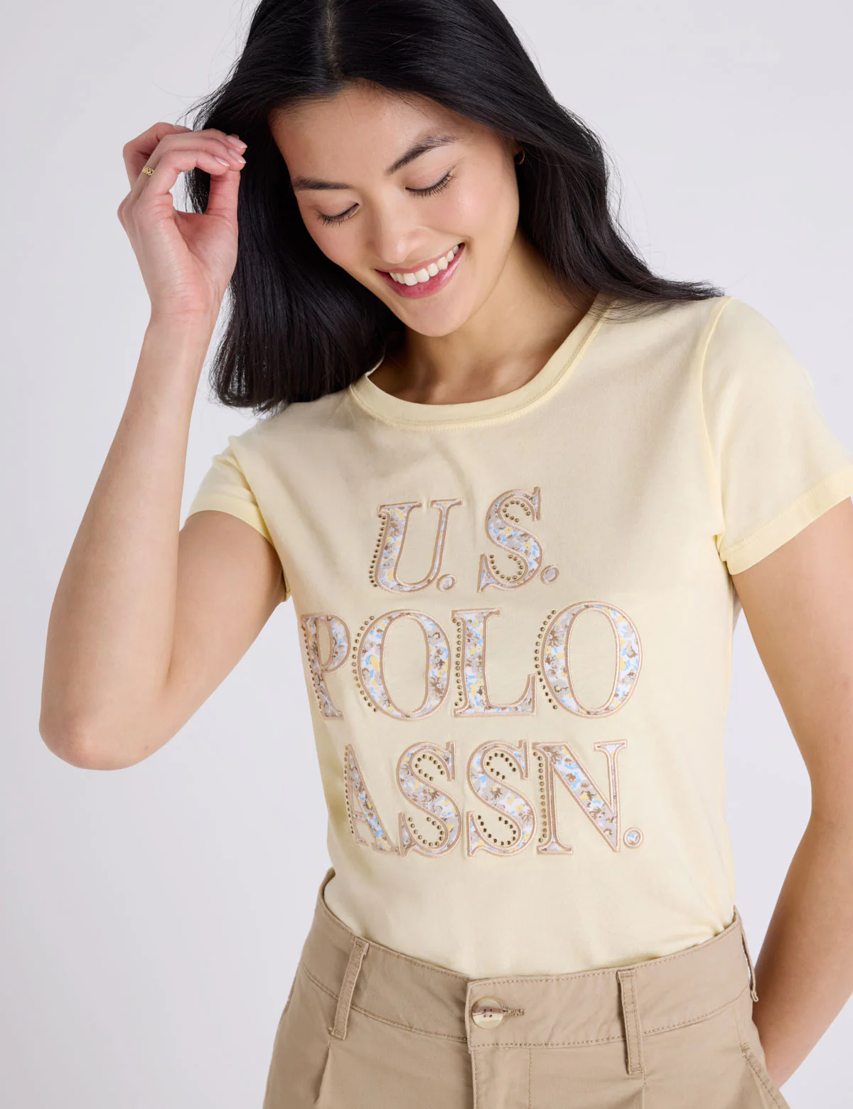 STACKED FLORAL PRINT STONE SCOOP T-SHIRT - Image 3
