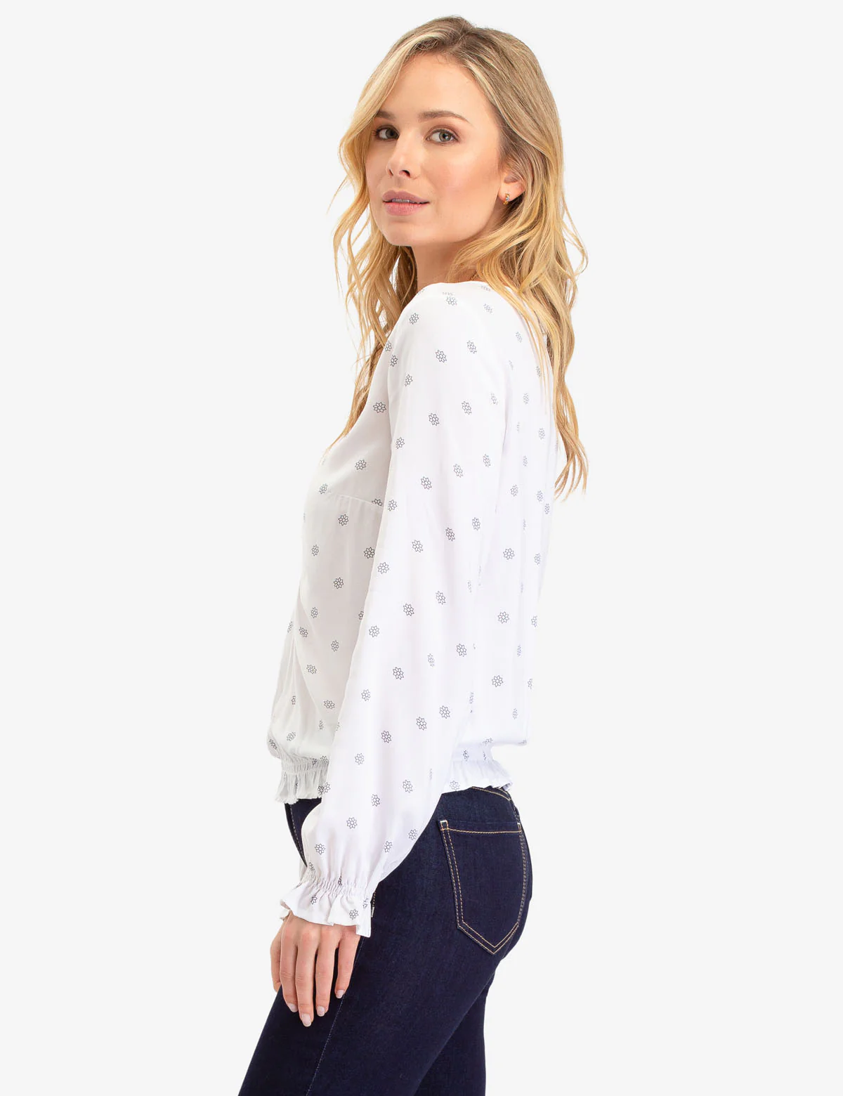 STAR PRINT RUFFLE SLEEVE TOP - Image 3