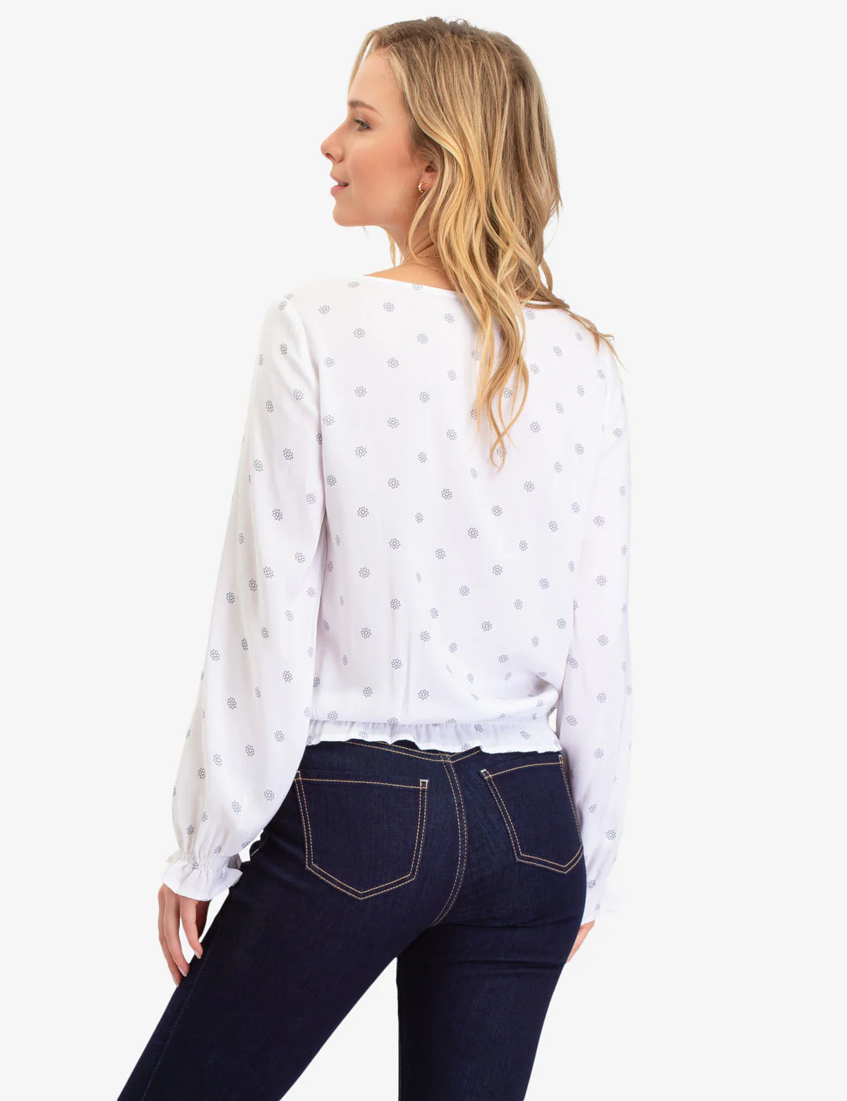 STAR PRINT RUFFLE SLEEVE TOP - Image 4