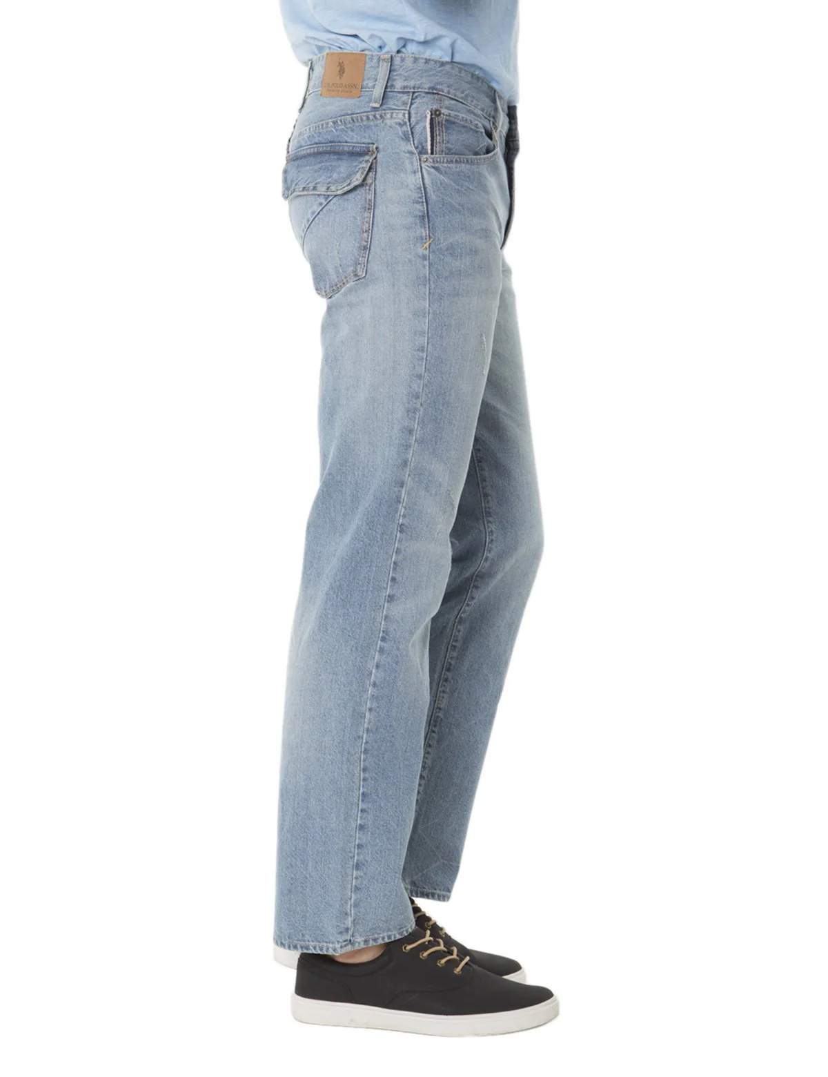 Straight Fit Jeans with back flap pockets with rip - Image 3