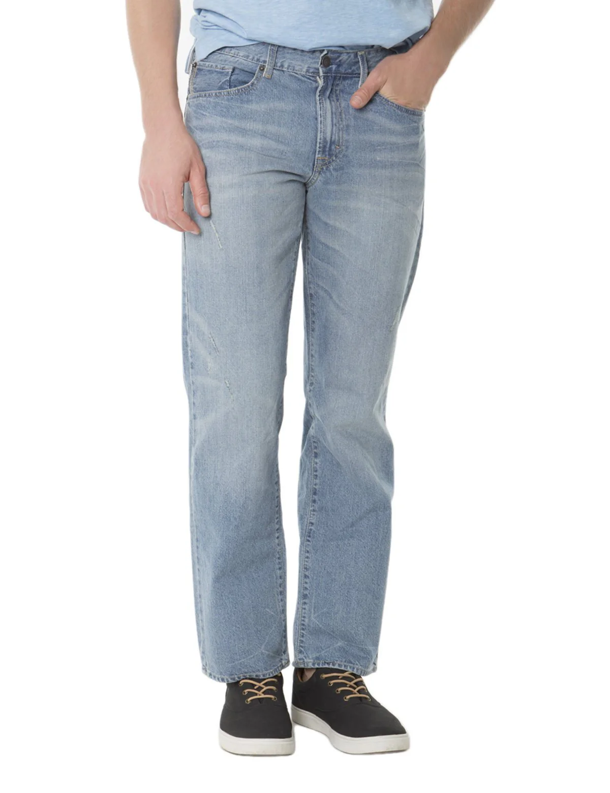 Straight Fit Jeans with back flap pockets with rip - Image 4
