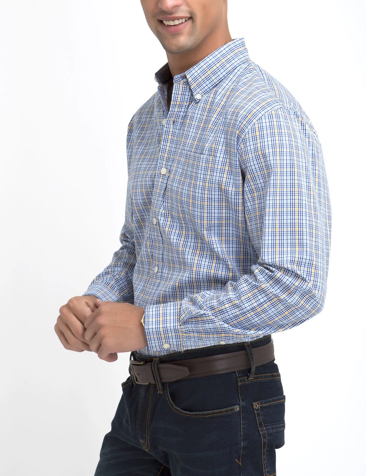 STRETCH FIT PLAID SHIRT IN POPLIN - Image 3