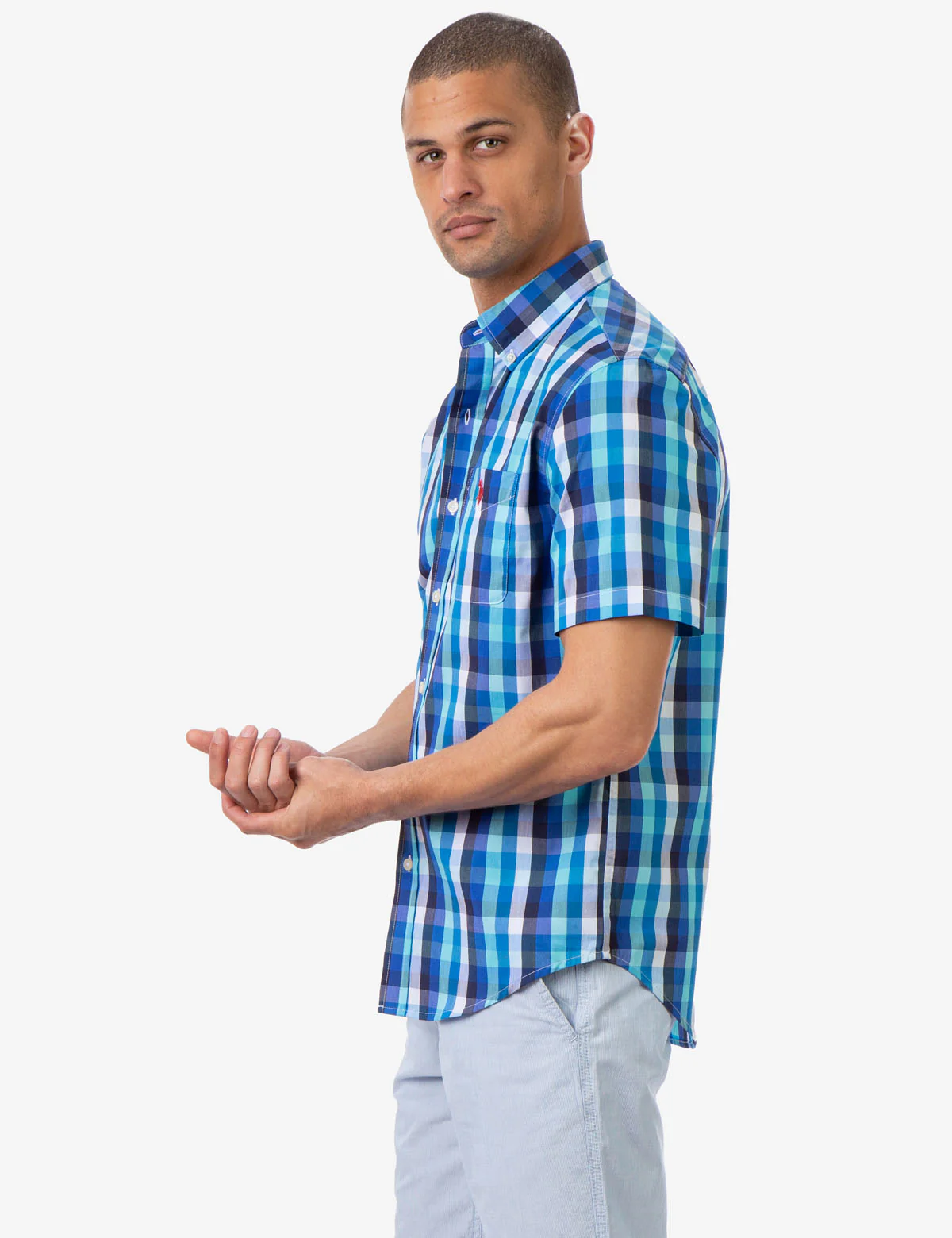 STRETCH POPLIN MADRAS SHORT SLEEVE SHIRT - Image 3