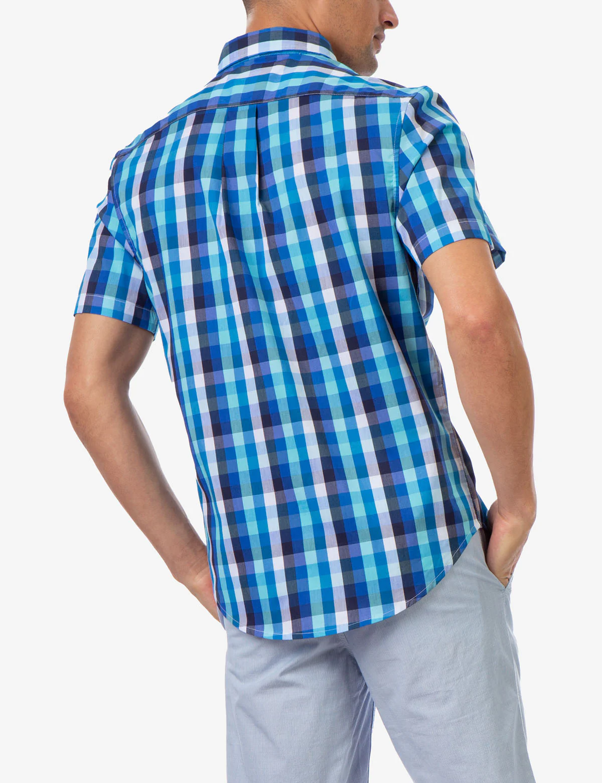 STRETCH POPLIN MADRAS SHORT SLEEVE SHIRT - Image 4