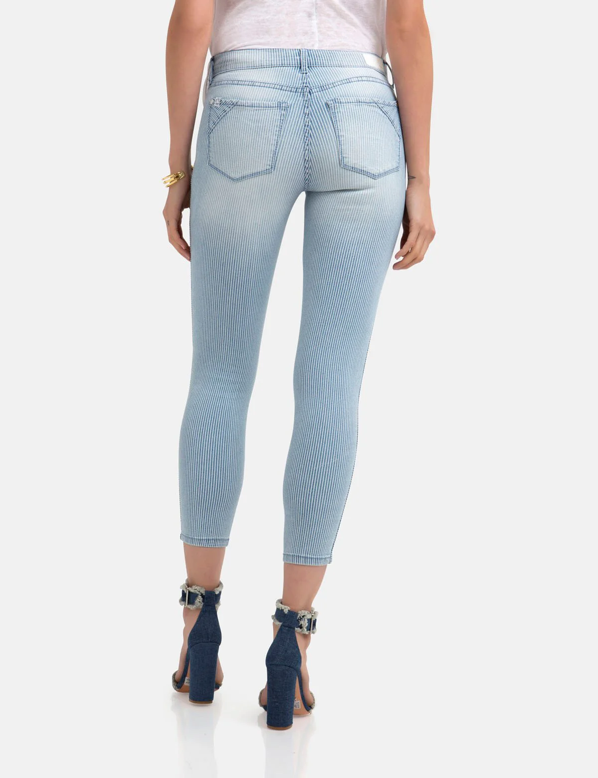 STRETCH RAILROAD STRIPE SKINNY CROP JEANS - Image 3