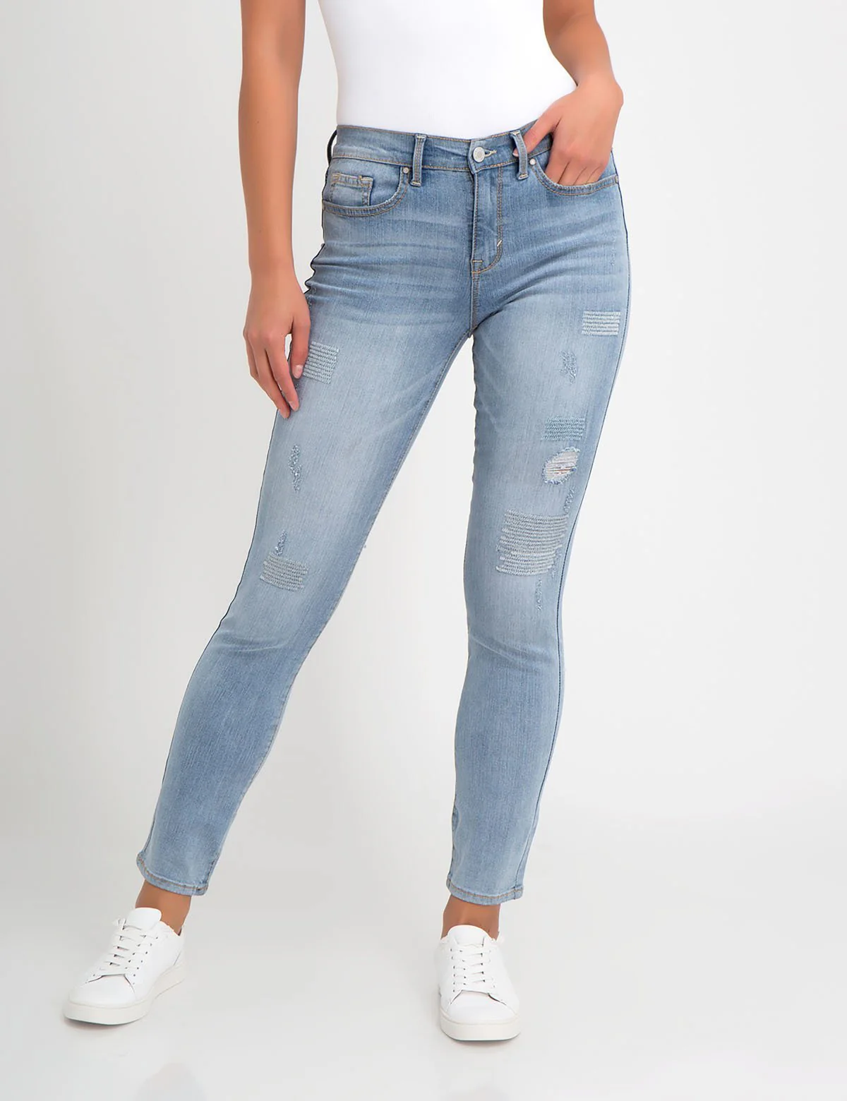 STRETCH SKINNY FIT EMBROIDERY DESTRUCTIVE JEAN