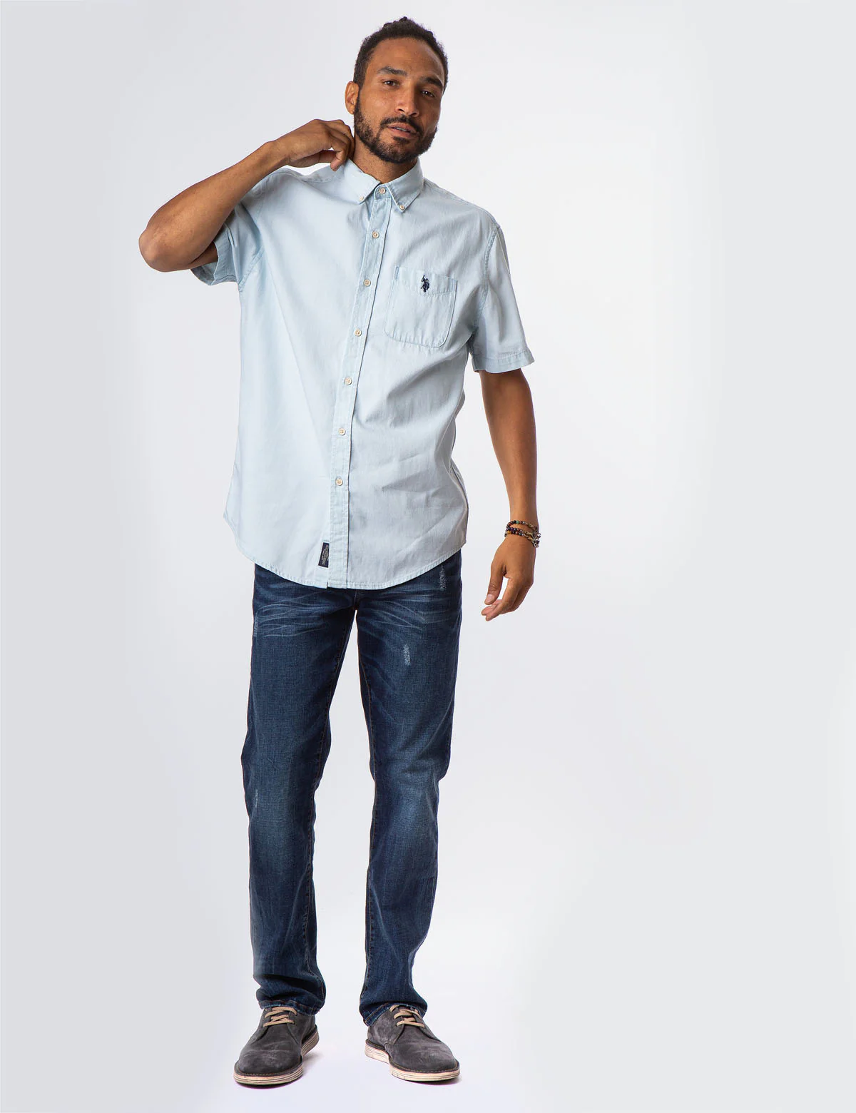 LIGHT WASH SLIM DENIM SHIRT - Image 2