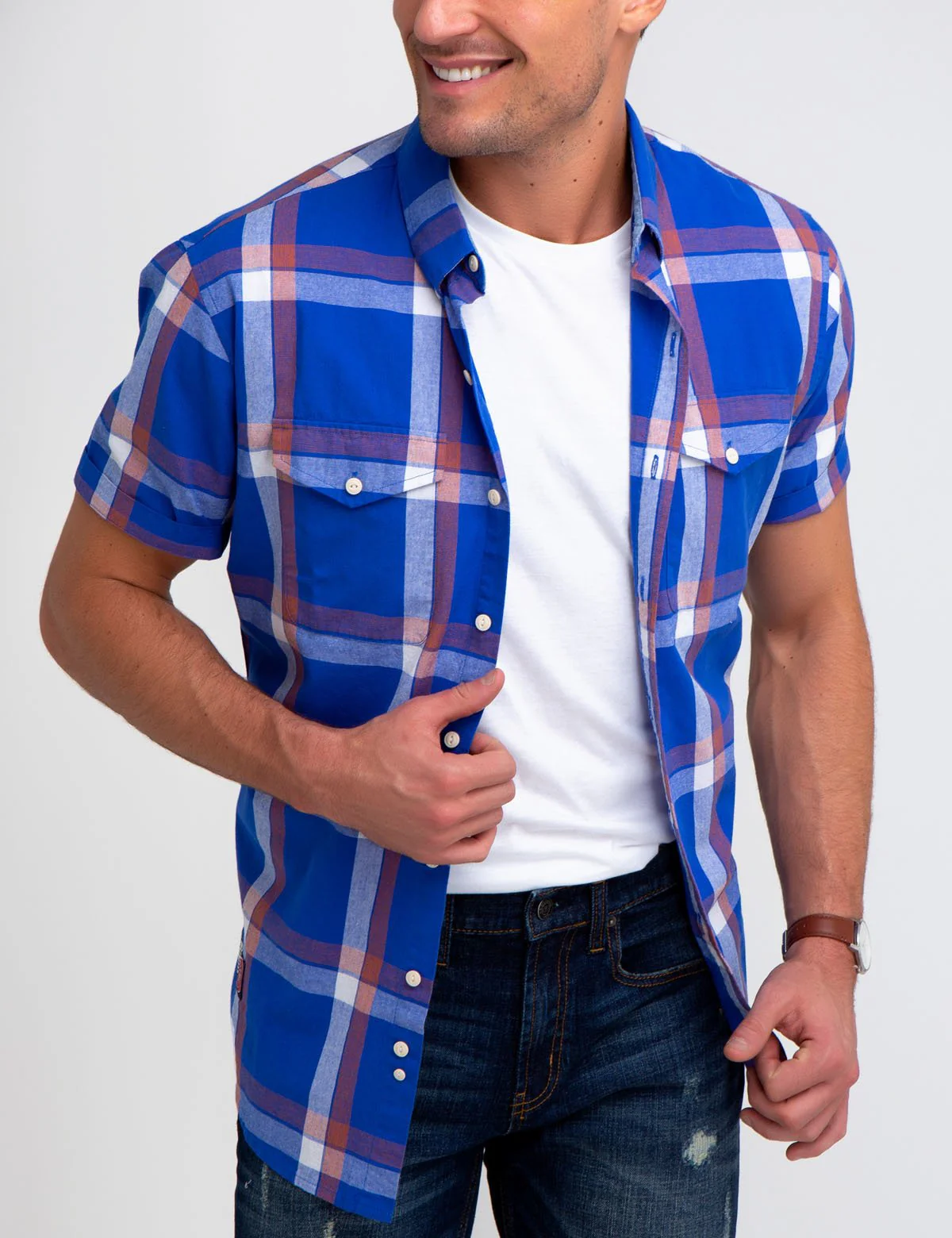 STRETCH SLIM PLAID SHIRT - Image 5