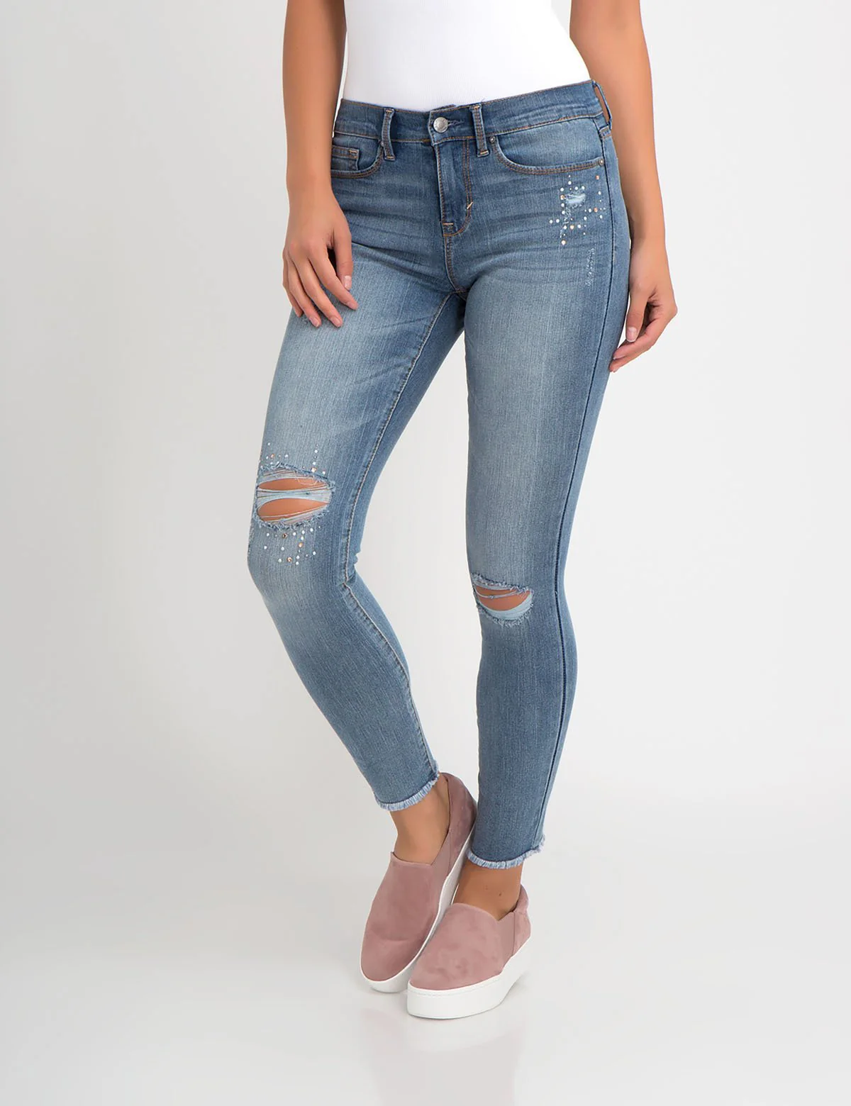 STRETCH SUPER SKINNY DESTRUCTION BLING JEAN - Image 6