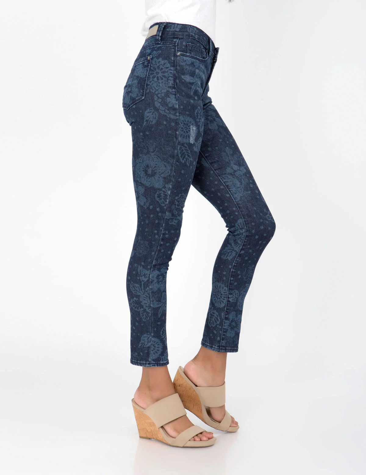 STRETCH SUPER SKINNY FIT FLORAL JEANS - Image 5