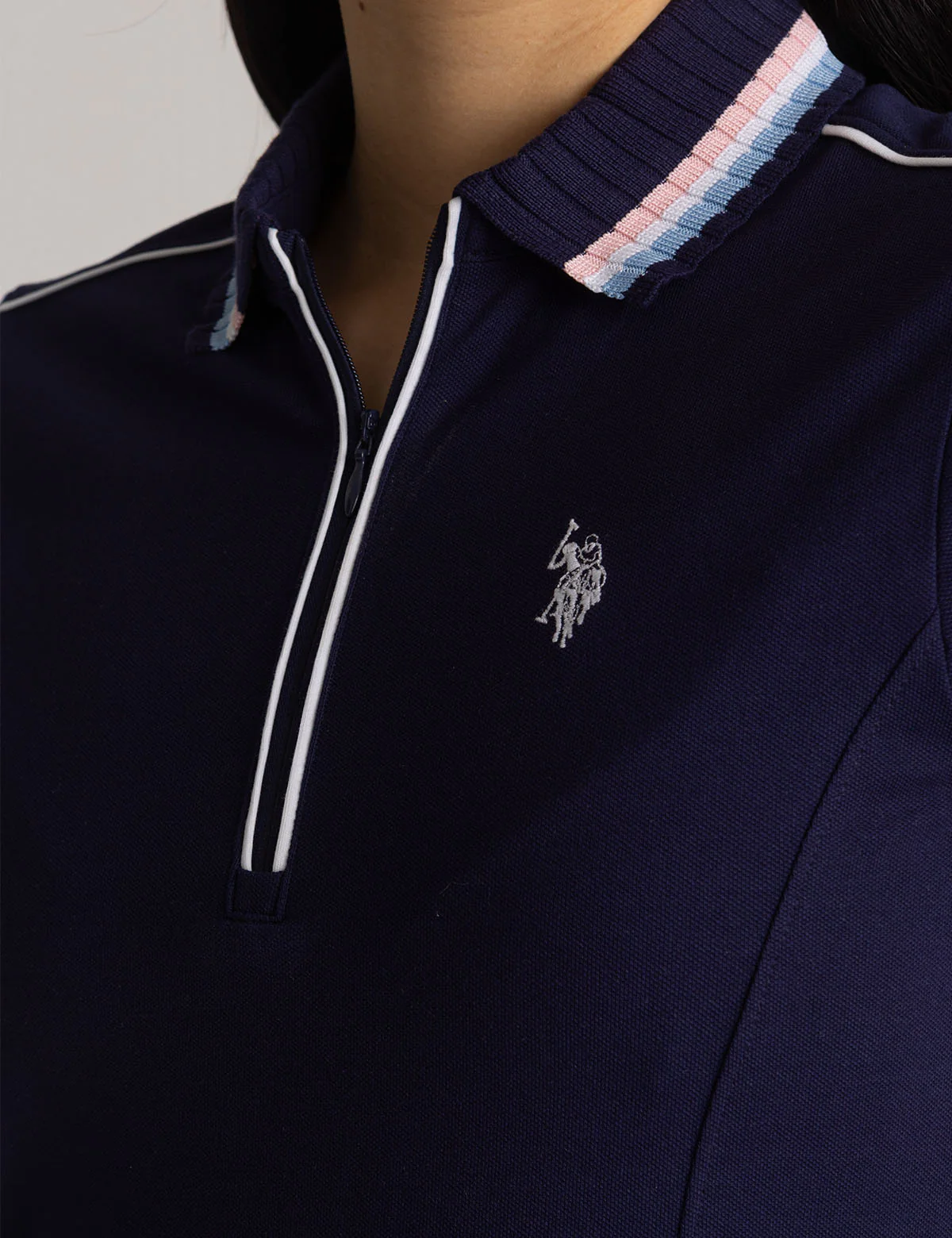 STRIPE COLLAR ZIP SWING POLO DRESS - Image 5