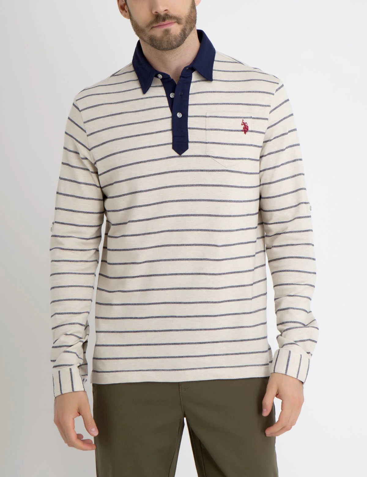 STRIPE COLLARED SHIRT WITH ROLL UP SLEEVES - Image 12