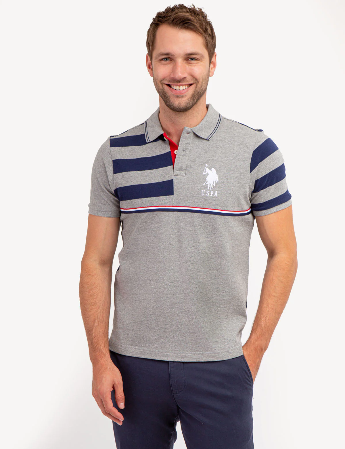 STRIPE COLORBLOCK PIQUE POLO SHIRT