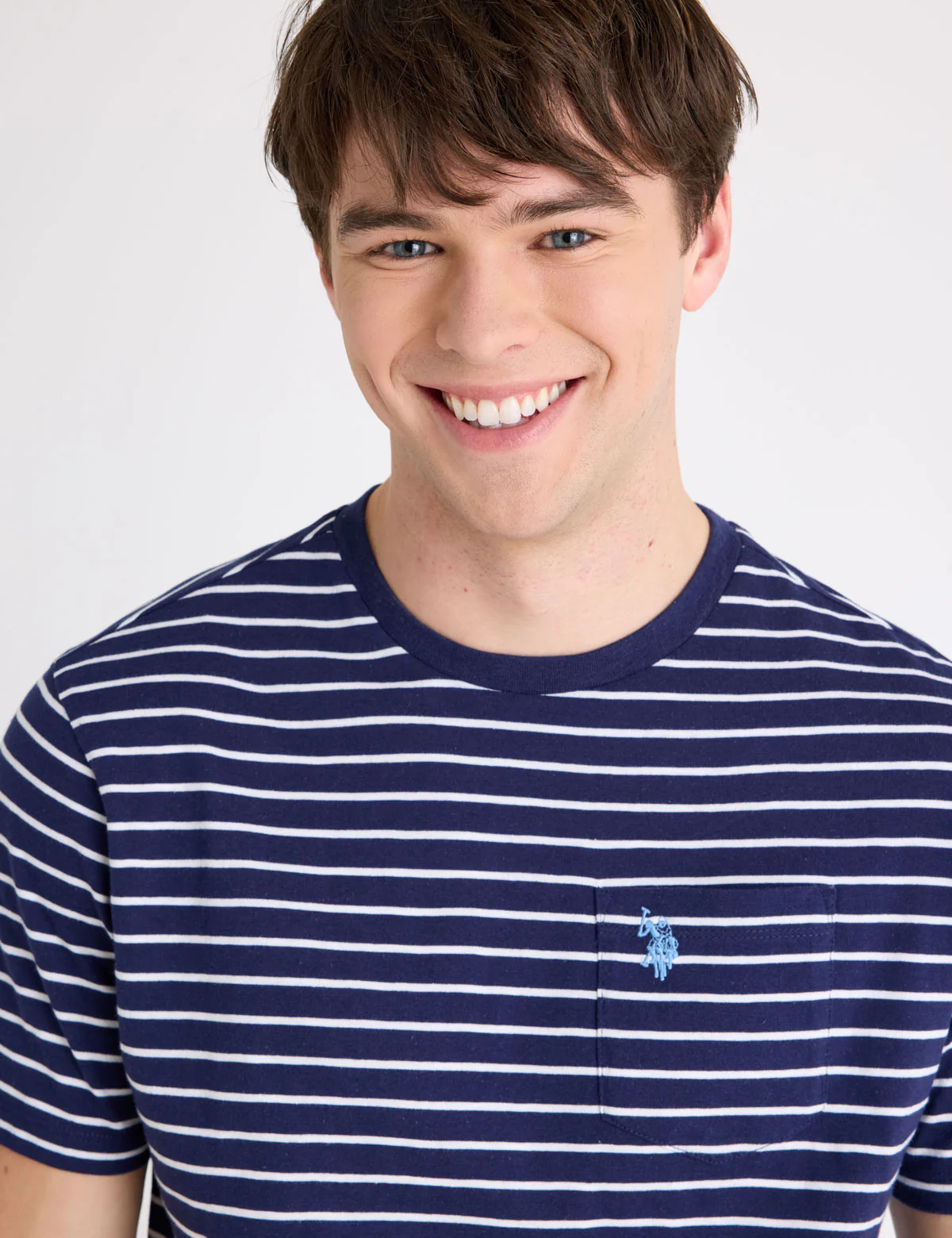 STRIPE JERSEY POCKET KNIT T-SHIRT WITH RIB BOTTOM