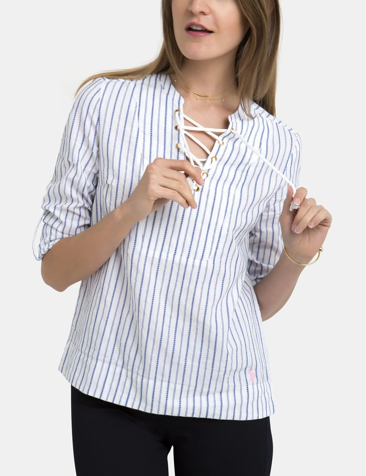 STRIPE LACE UP SHIRT - Image 4