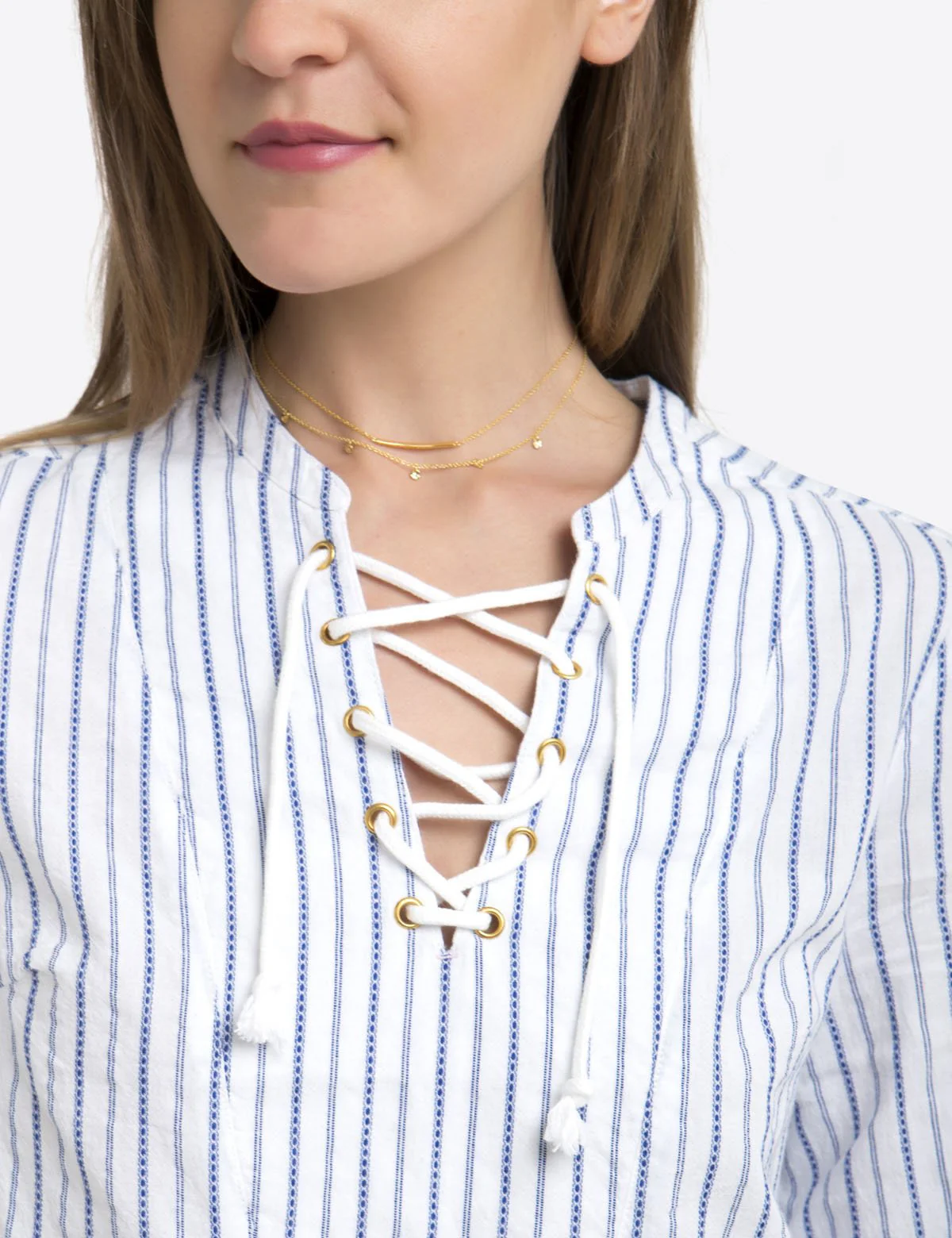 STRIPE LACE UP SHIRT - Image 6