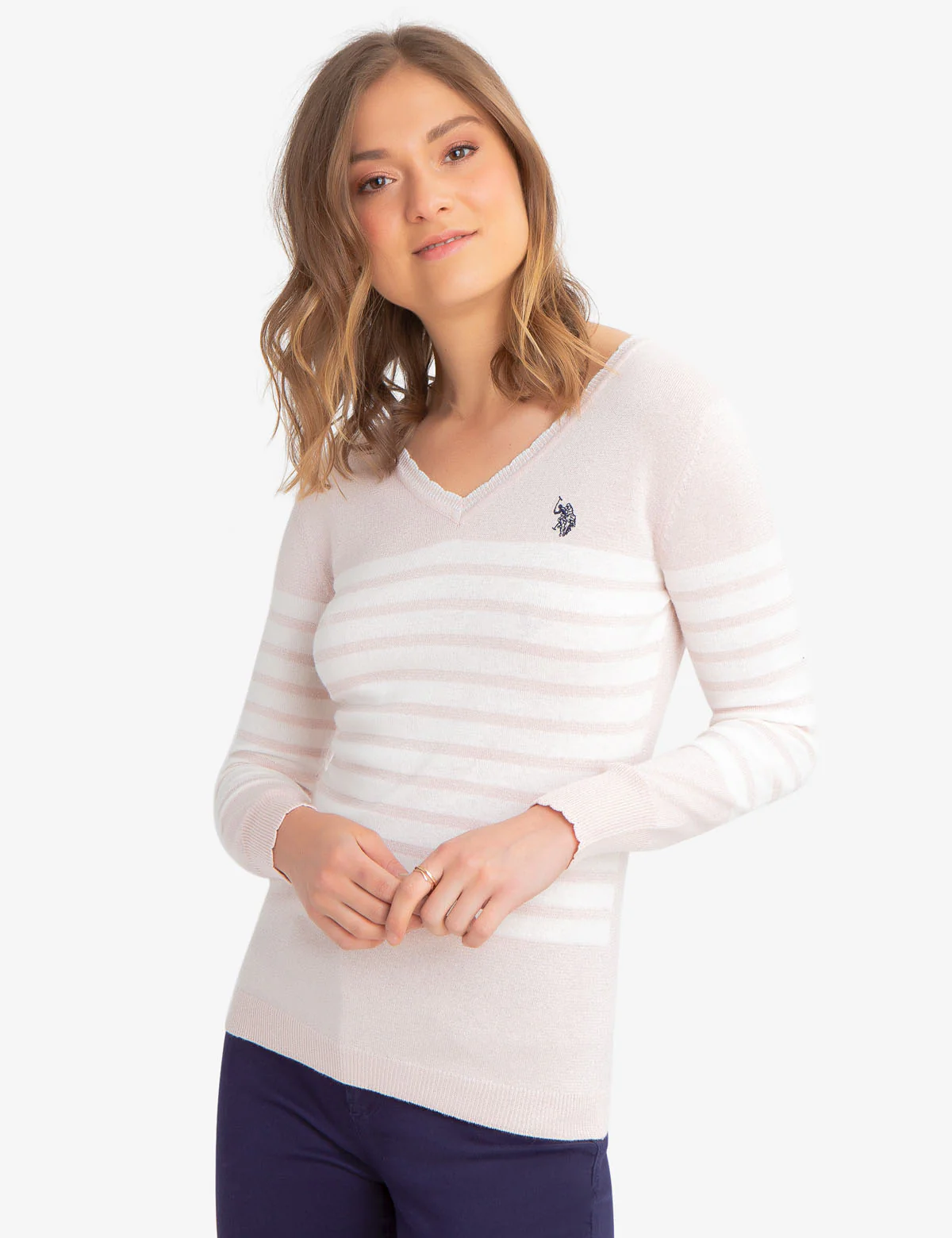 STRIPED LUREX V-NECK SWEATER - Image 10
