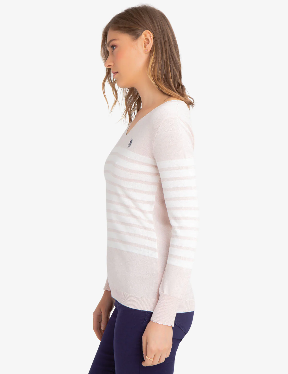 STRIPED LUREX V-NECK SWEATER - Image 11
