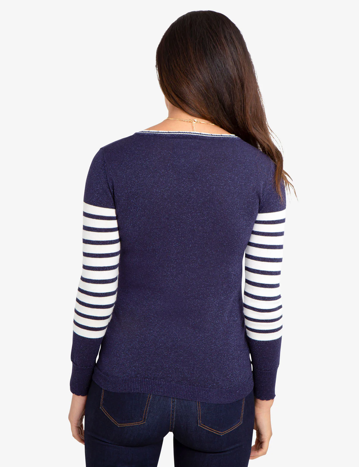 STRIPED LUREX V-NECK SWEATER - Image 4