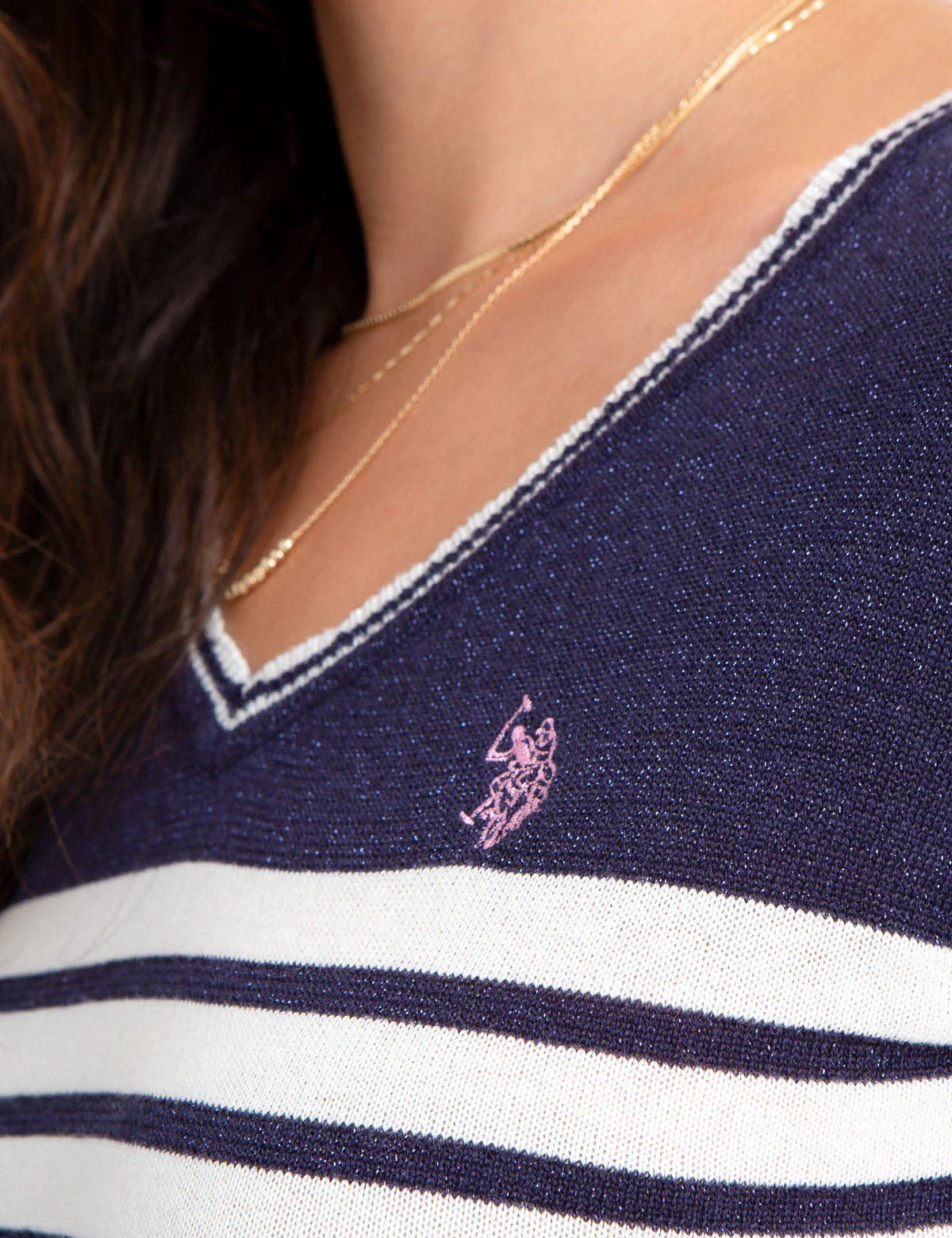 STRIPED LUREX V-NECK SWEATER - Image 5