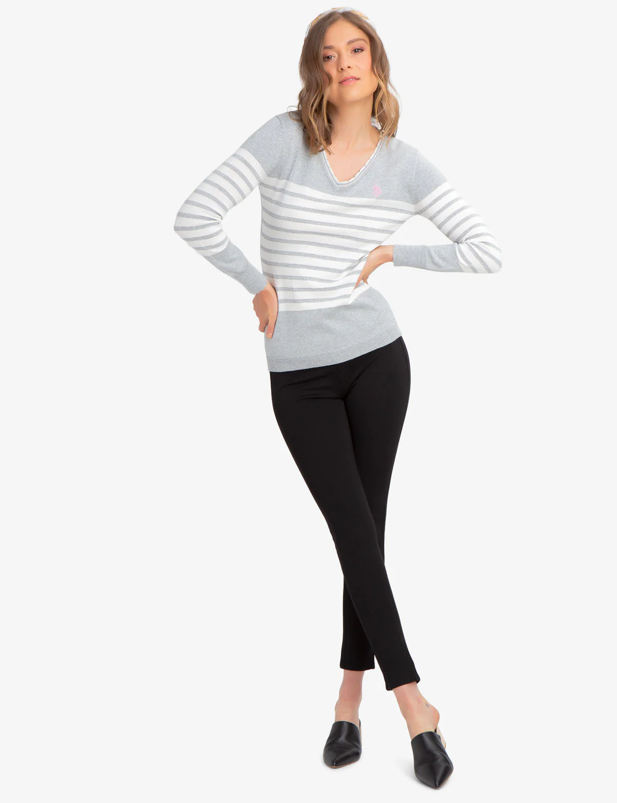STRIPED LUREX V-NECK SWEATER - Image 7