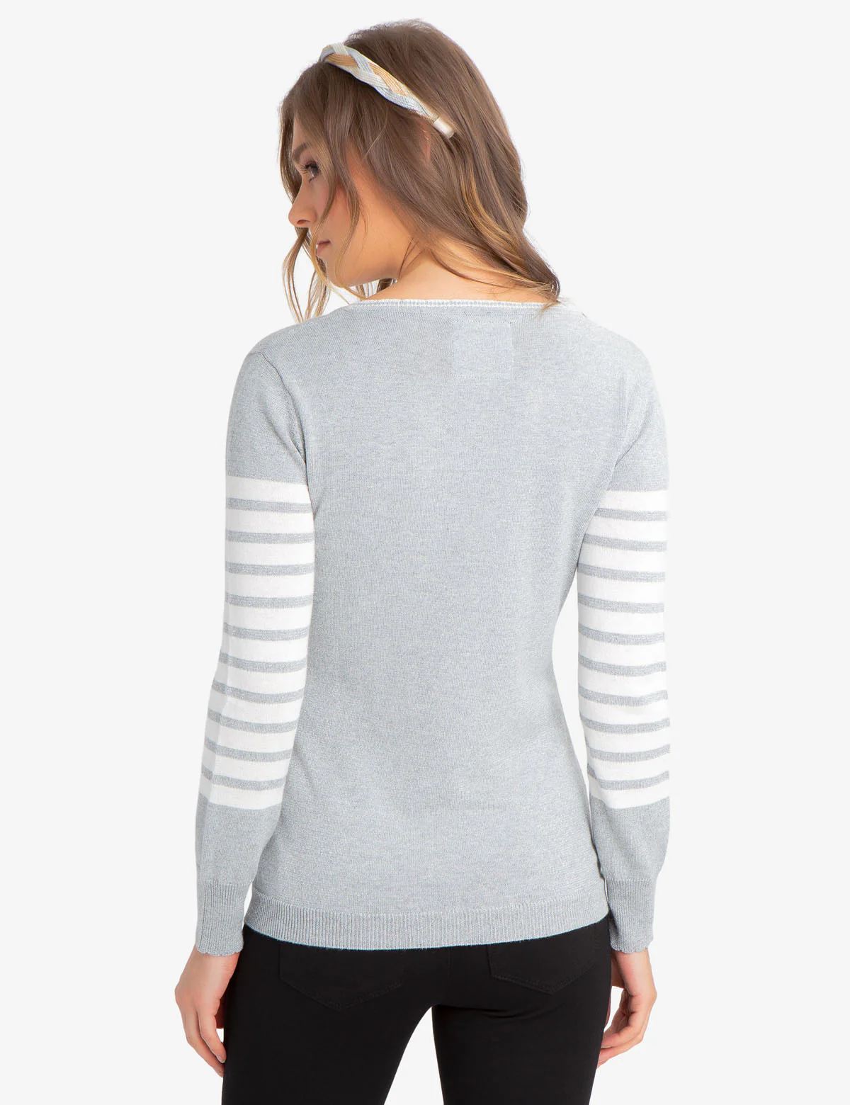 STRIPED LUREX V-NECK SWEATER - Image 9