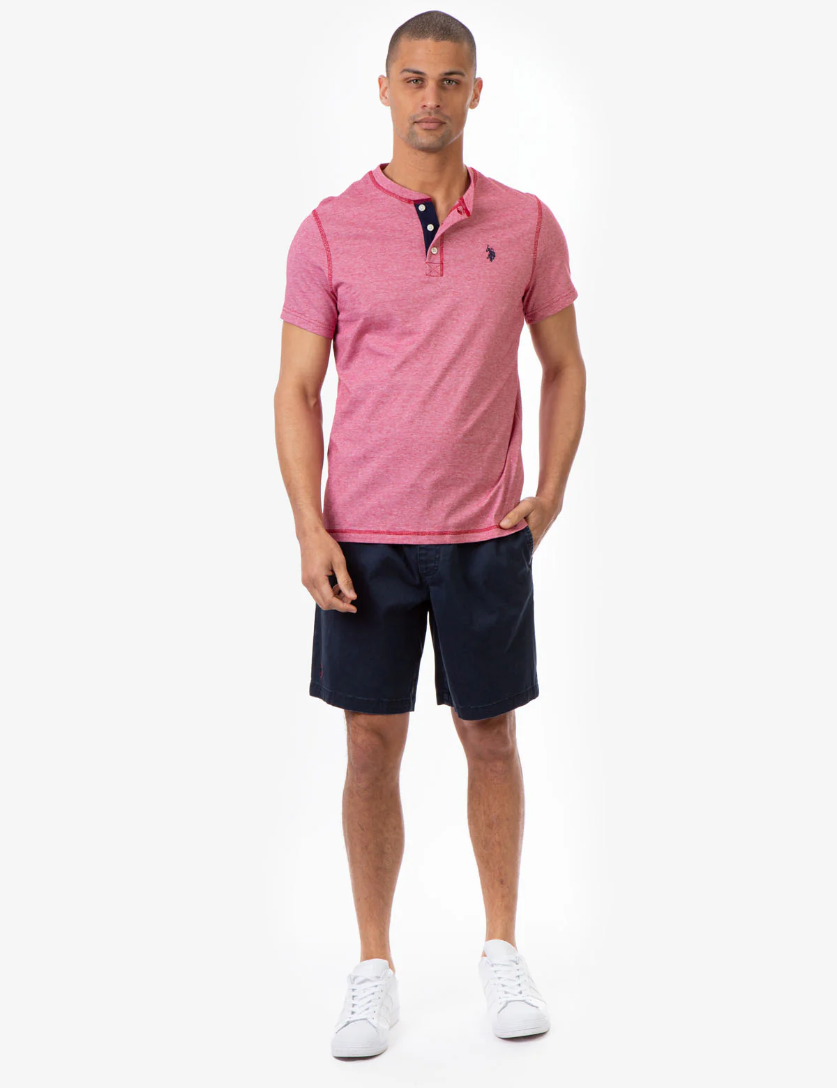 STRIPE SLUB SHORT SLEEVE JERSEY HENLEY - Image 2