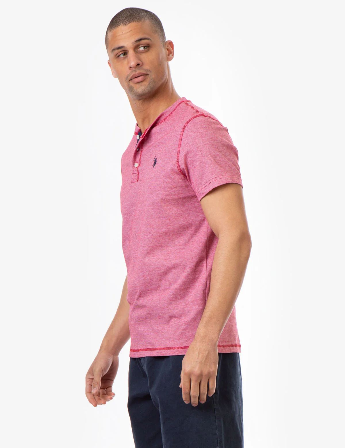 STRIPE SLUB SHORT SLEEVE JERSEY HENLEY - Image 3