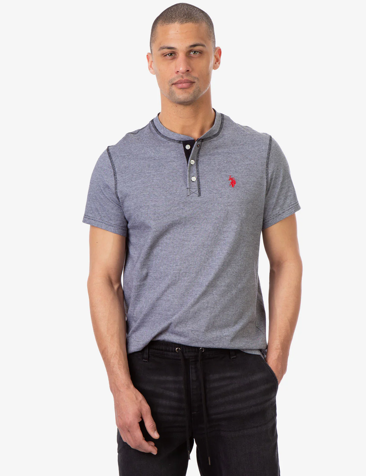 STRIPE SLUB SHORT SLEEVE JERSEY HENLEY - Image 5