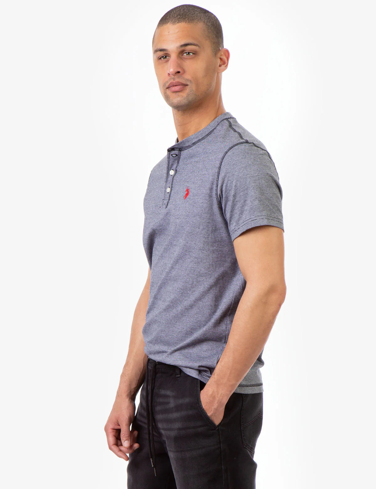 STRIPE SLUB SHORT SLEEVE JERSEY HENLEY - Image 7