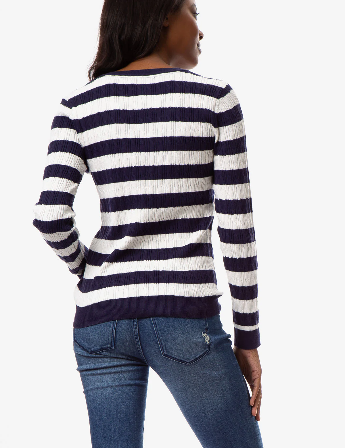 STRIPED CABLE KNIT SWEATER - Image 6