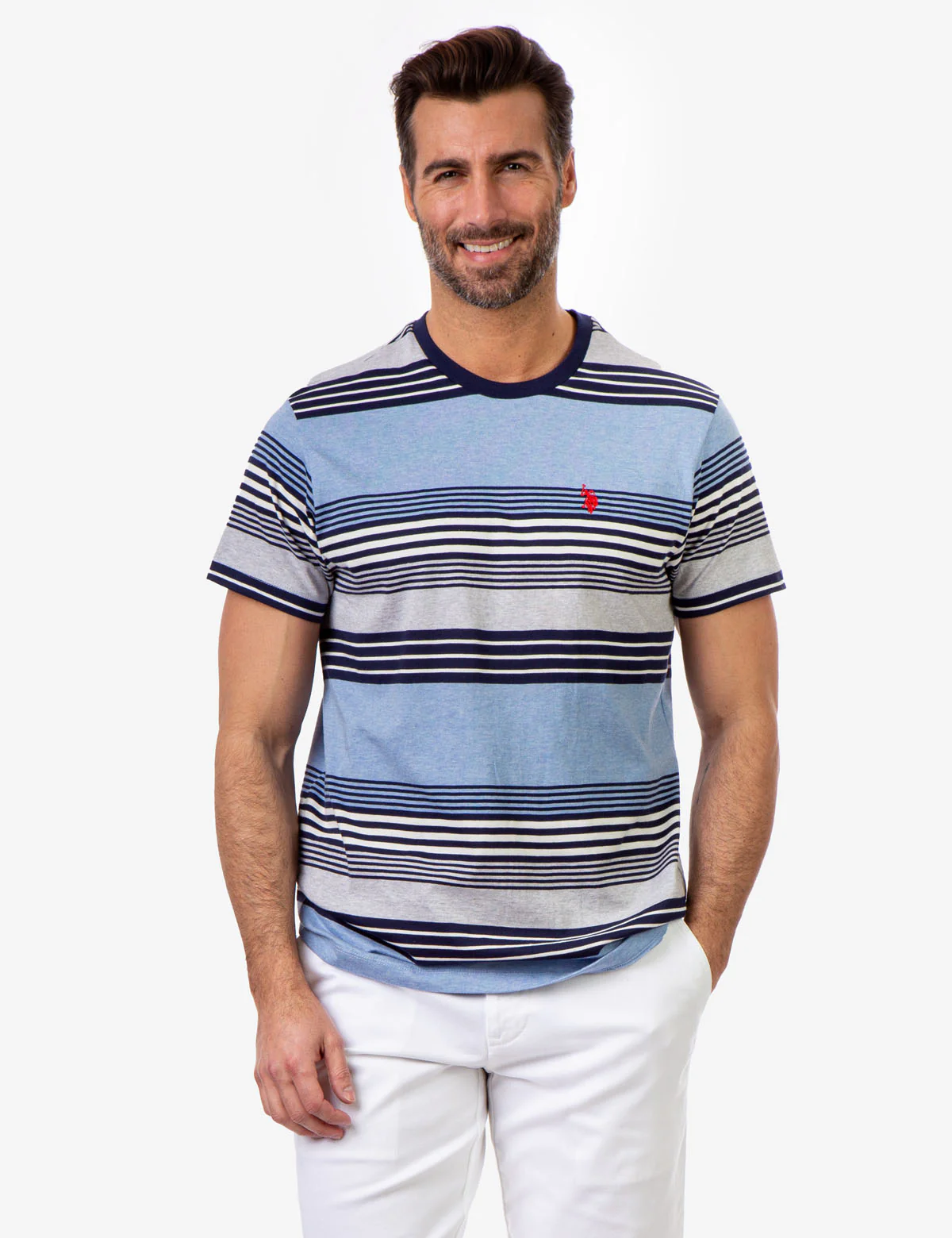 STRIPE HEATHER CREW NECK T-SHIRT - Image 13