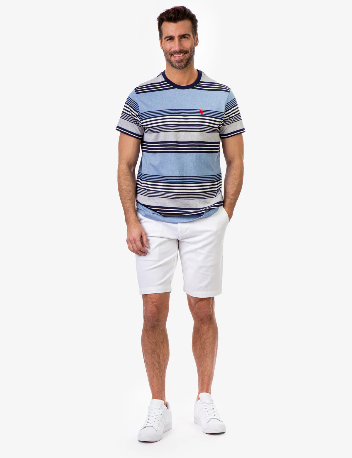 STRIPE HEATHER CREW NECK T-SHIRT - Image 14