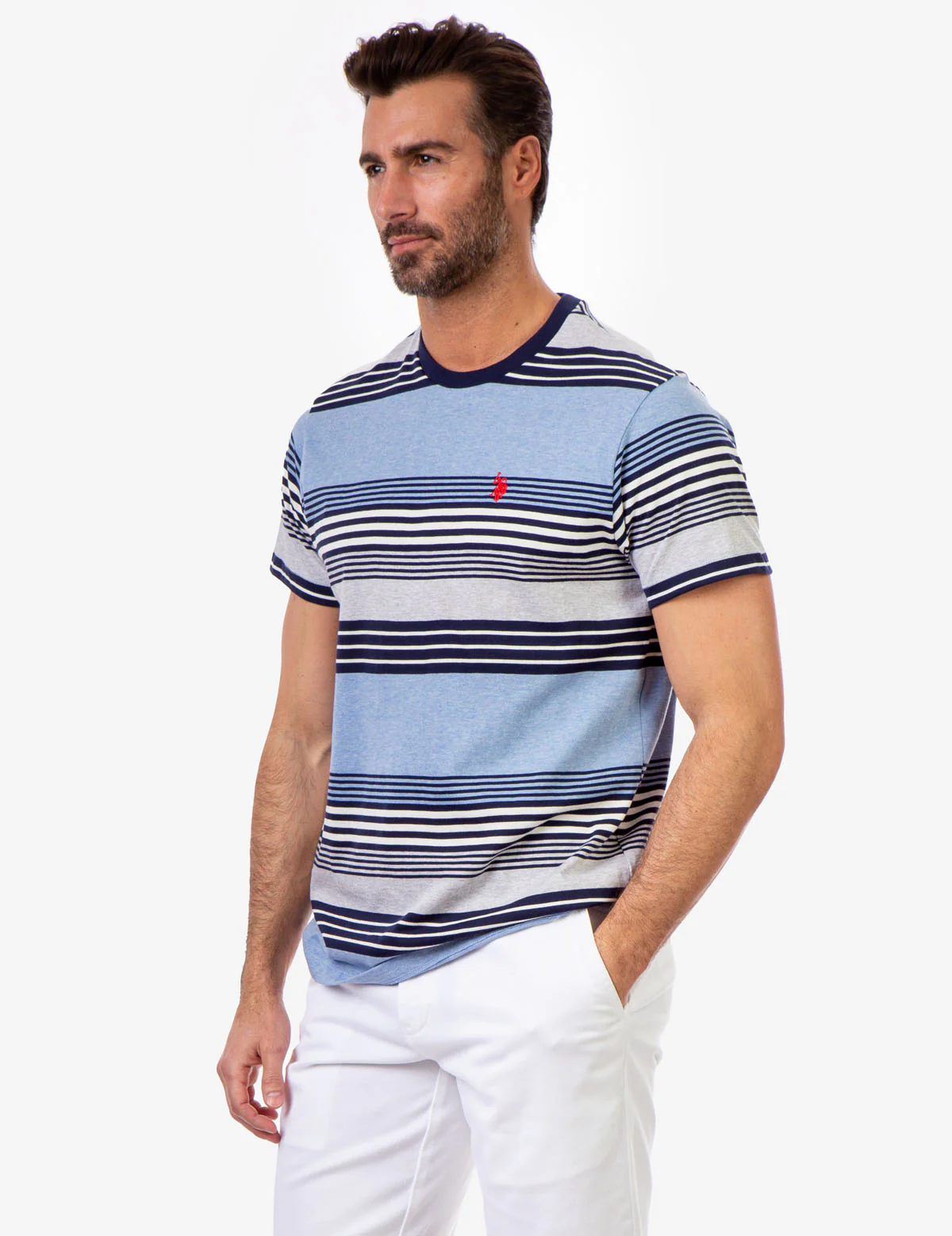 STRIPE HEATHER CREW NECK T-SHIRT - Image 15