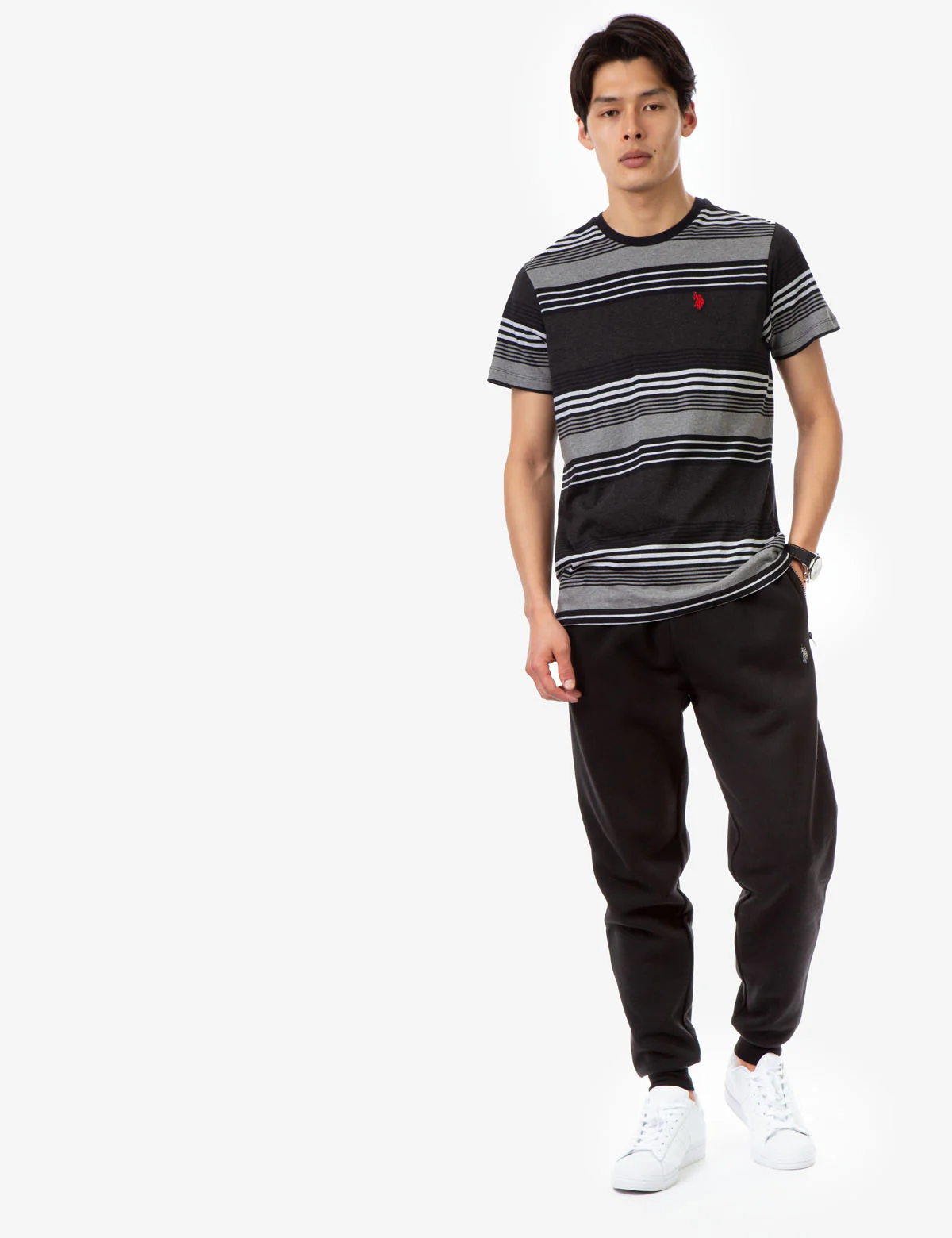 STRIPE HEATHER CREW NECK T-SHIRT - Image 2