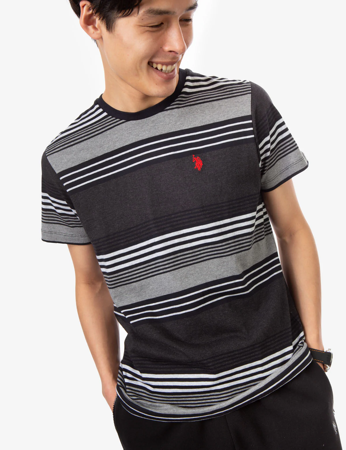 STRIPE HEATHER CREW NECK T-SHIRT - Image 5