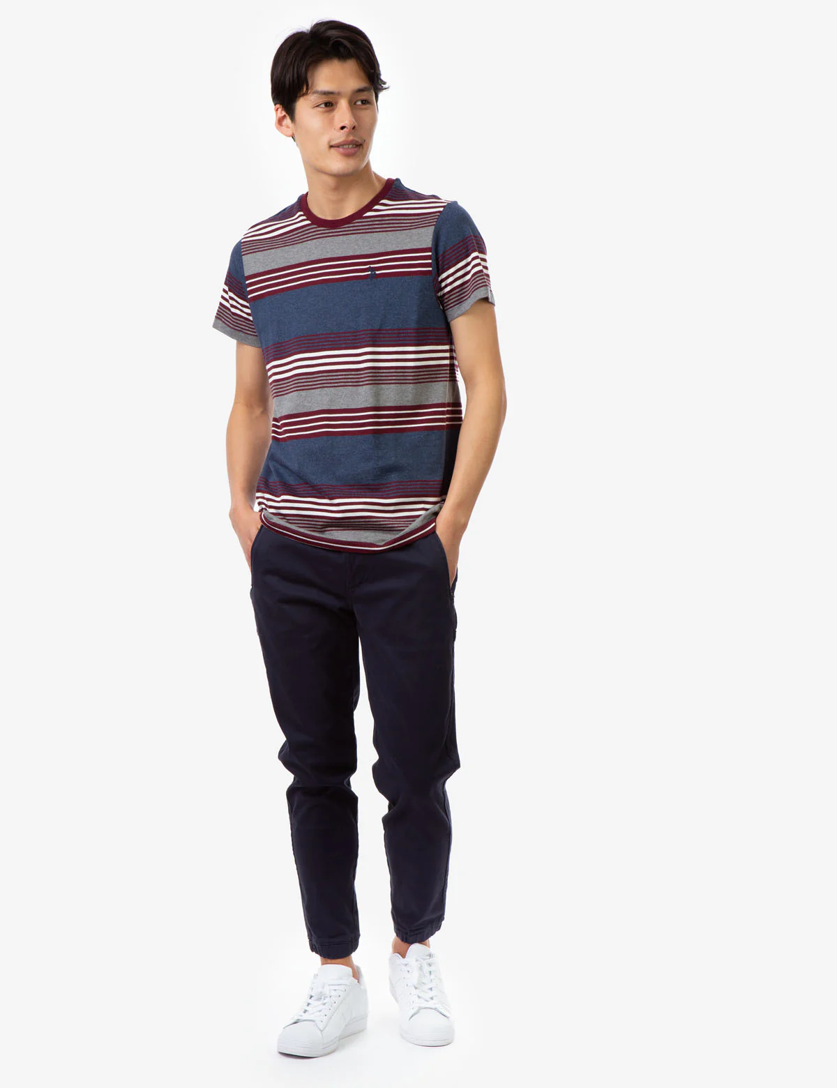 STRIPE HEATHER CREW NECK T-SHIRT - Image 8