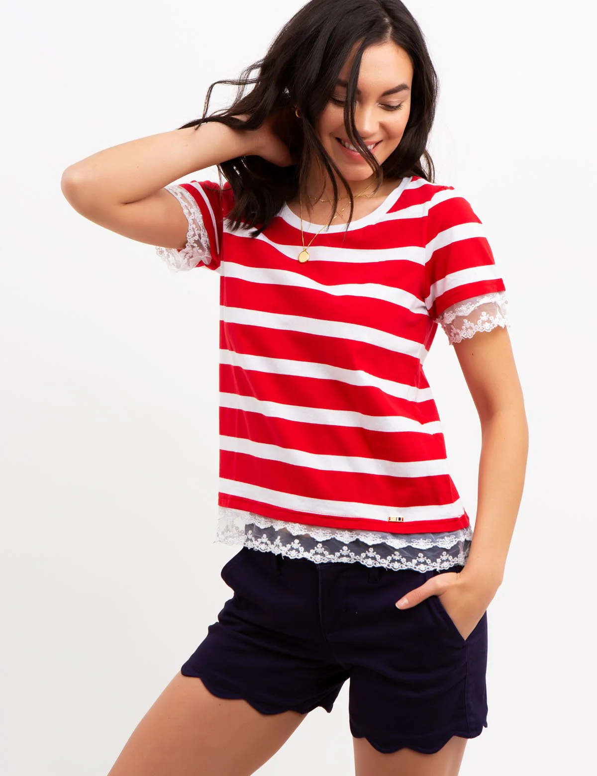 STRIPED LACE TRIM TOP - Image 12