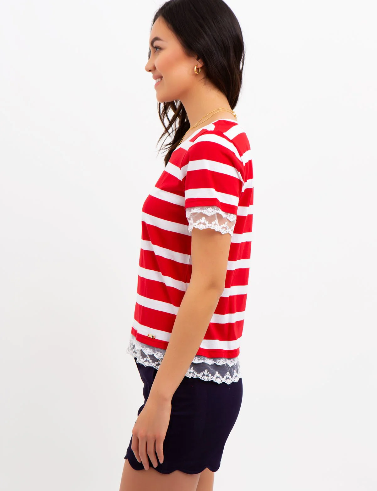 STRIPED LACE TRIM TOP - Image 13