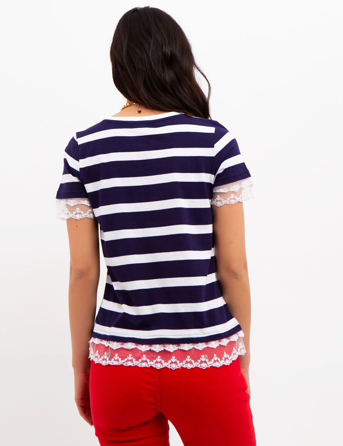 STRIPED LACE TRIM TOP - Image 3