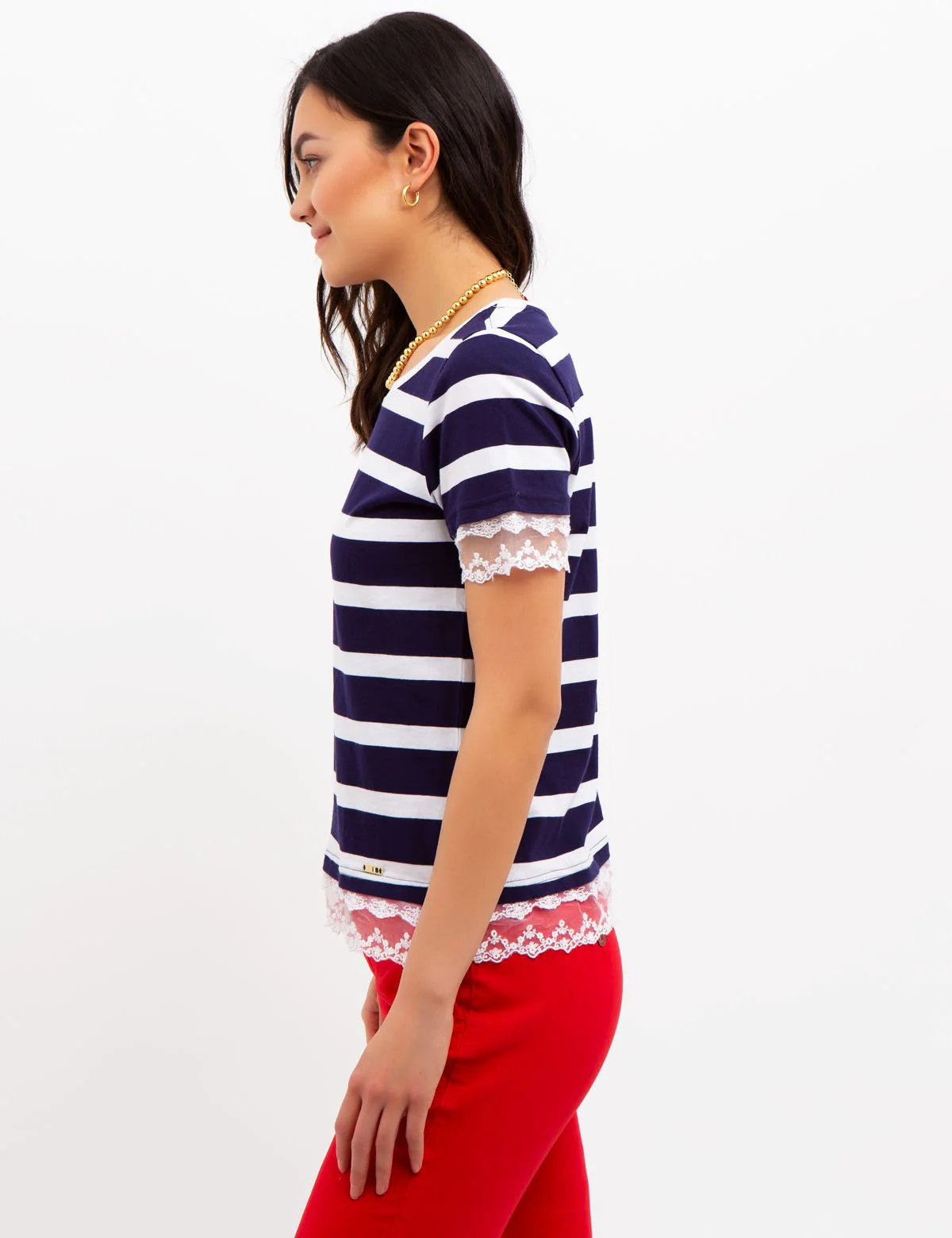 STRIPED LACE TRIM TOP - Image 9