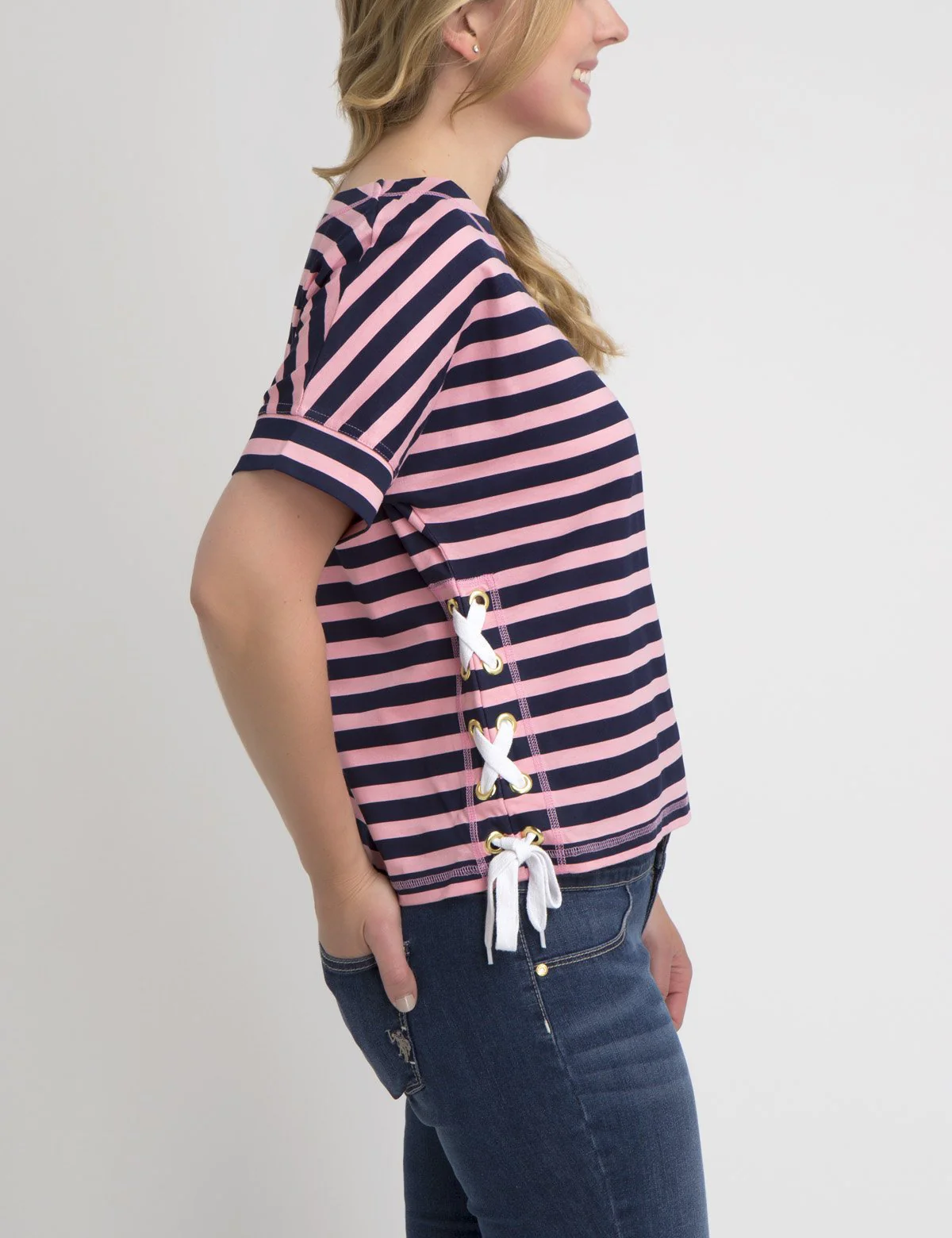 STRIPED LACEUP T-SHIRT - Image 11