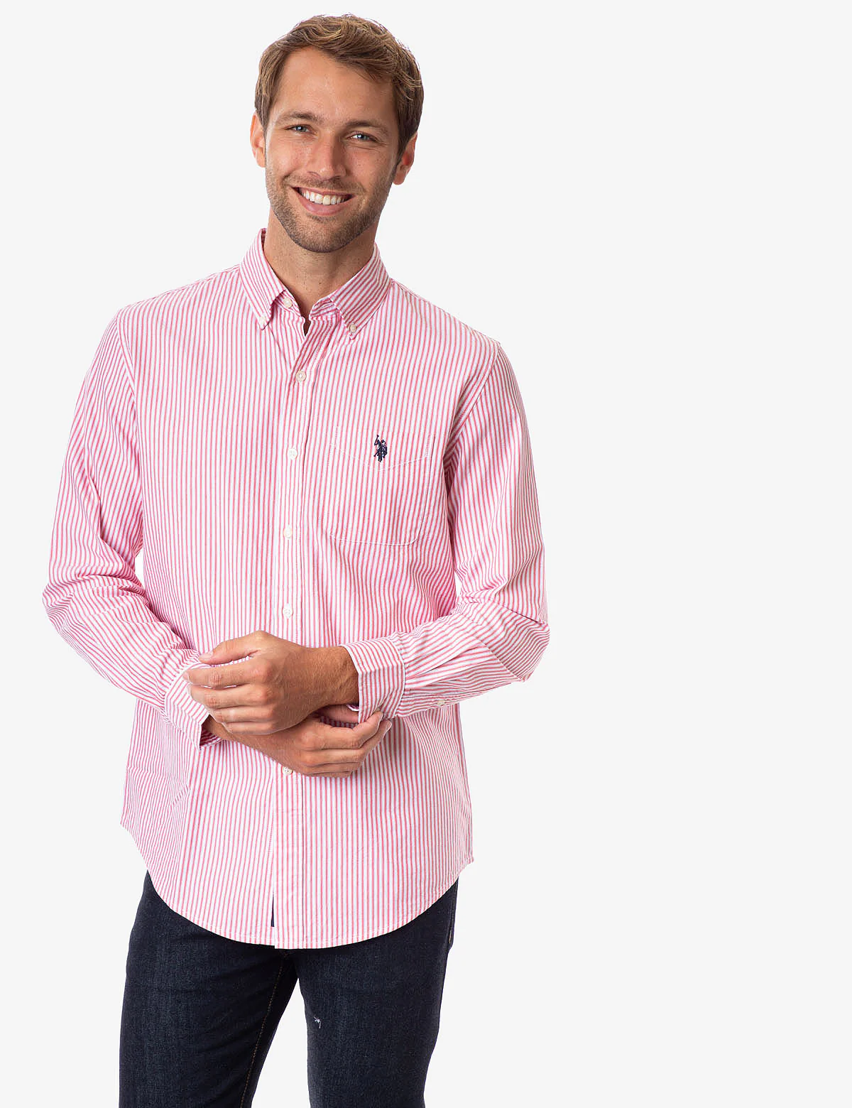 STRIPED LONG SLEEVE OXFORD SHIRT