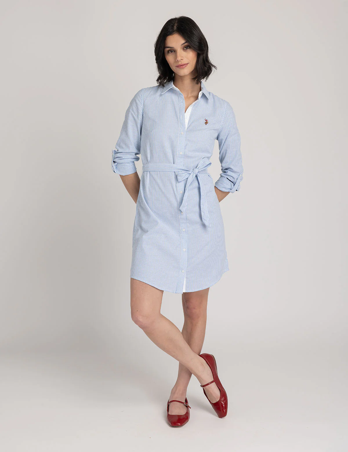 STRIPED MULTI-COLORED LOGO OXFORD DRESS - Image 12